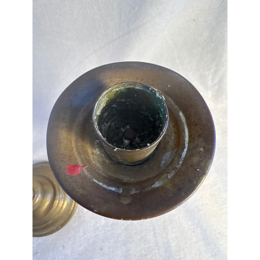 Vintage‎ Brass Candlestick Holders Pair Fluted Column Neoclassical Taper Set
